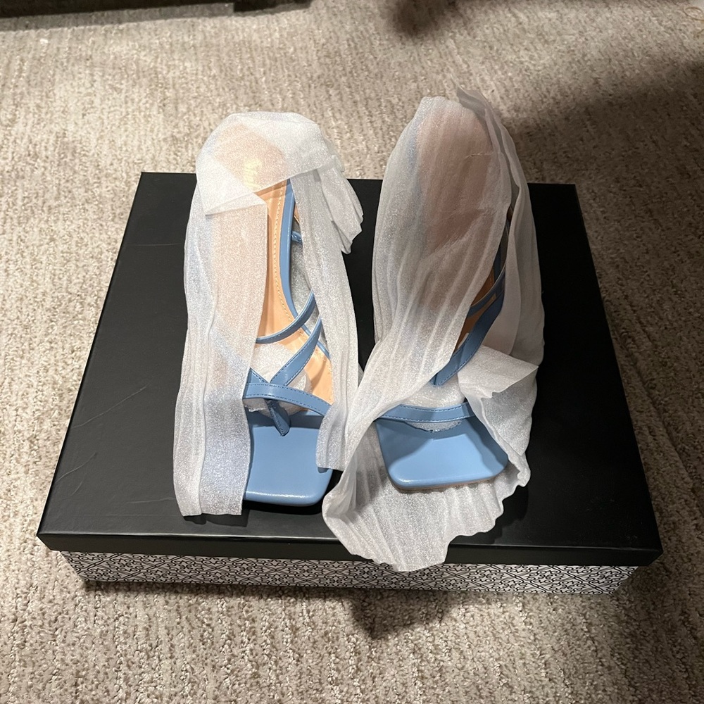 Stiletto Blue High Heel Thong Sandals